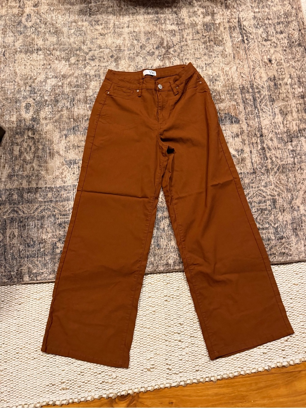 YMI women’s fall dark pumpkin/brown in color wide leg pants size large